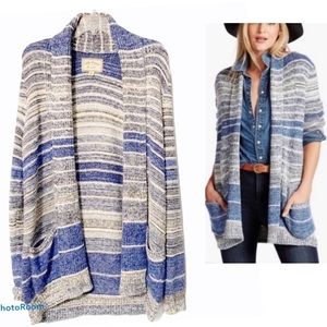 Striped Blue and Gray Women's Sweater